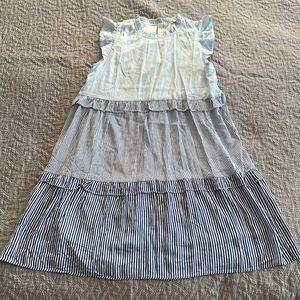 Staccato Multi Striped Tiered Blue and White striped Dress - Never Worn